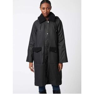 Bernardo Womens Urban Noir Wax Long Sleeve Twill Coat Jacket Black Medium‎ NWT